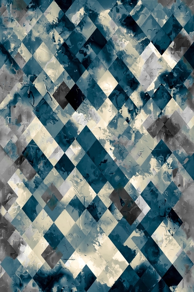 vintage geometric square pixel pattern abstract in blue by Timmy333