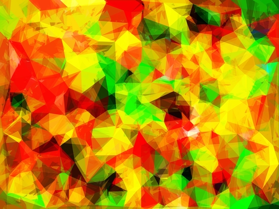 geometric triangle pattern abstract background in yellow green red by Timmy333