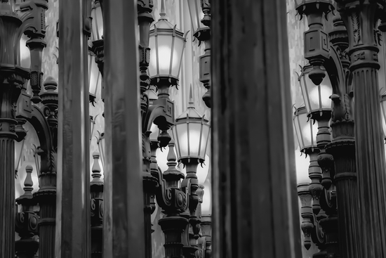 Urban Light at LACMA Los Angeles California USA in black and white by Timmy333