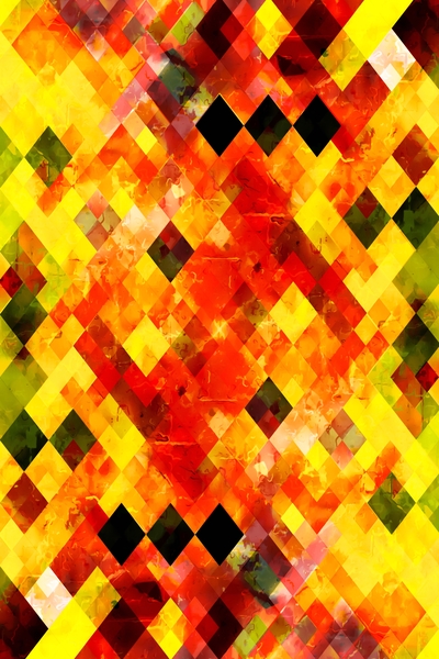 geometric square pixel pattern abstract background in red yellow by Timmy333