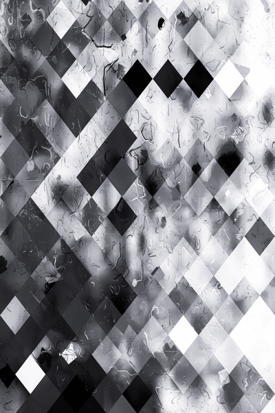 geometric square pixel pattern abstract art background in black and white by Timmy333