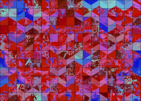 geometric square and triangle pattern abstract in red and blue by Timmy333