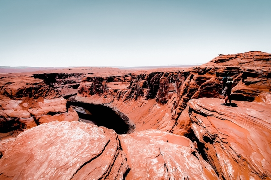 Desert landscape with blue sky at Horseshoe Bend, Arizona, USA by Timmy333