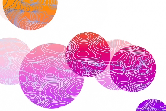 colorful geometric circle abstract background in pink purple orange by Timmy333