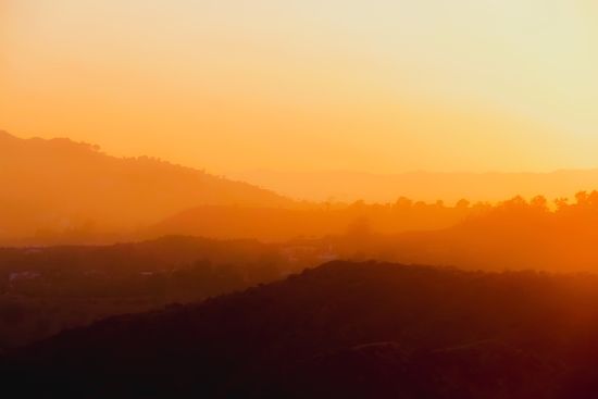 sunset with mountain layer in Los Angeles California USA by Timmy333