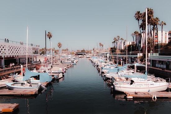 Boat with blue sky at Redondo beach California USA by Timmy333