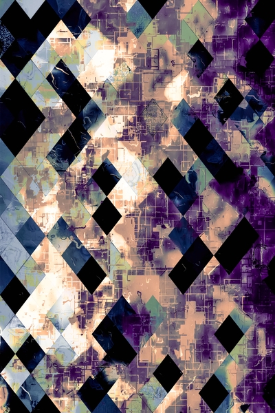 geometric pixel square pattern abstract art in purple blue brown by Timmy333