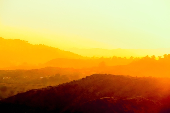 sunset sky in summer with silhouette mountains view at Los Angeles, USA by Timmy333