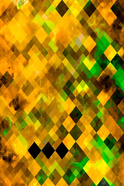 geometric square pixel pattern abstract background in brown green yellow by Timmy333