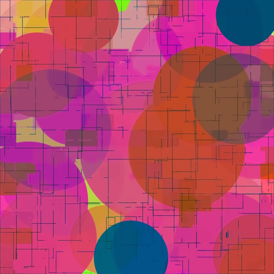 geometric square and circle pattern abstract in pink red blue by Timmy333