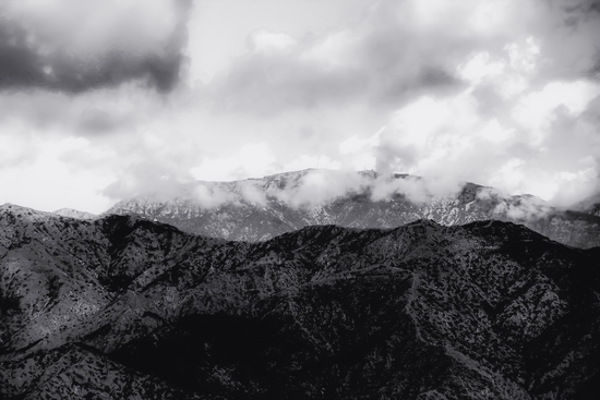 mountain with cloudy sky in Los Angeles California USA in black and white by Timmy333