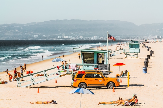 sandy beach in summer at Manhattan beach California USA by Timmy333