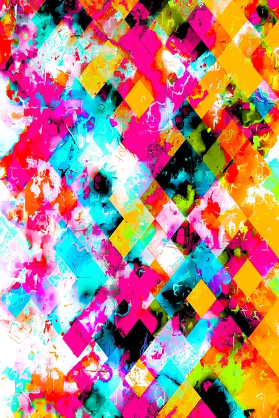 colorful geometric pixel square pattern abstract background in pink blue orange by Timmy333