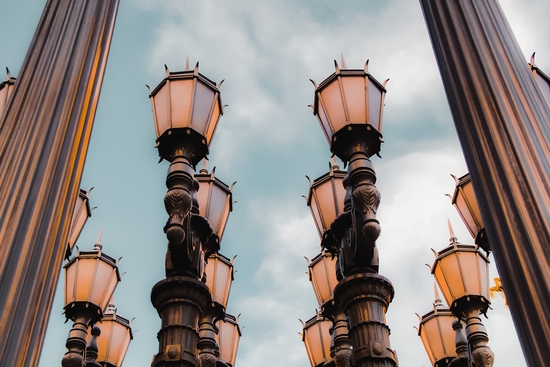 Urban Light with blue sky LACMA Los Angeles California USA by Timmy333