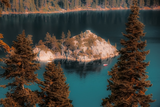 Island and pine tree at Emerald Bay Lake Tahoe California USA by Timmy333