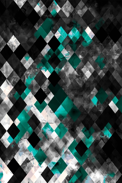 geometric pixel square pattern abstract background in blue green black by Timmy333