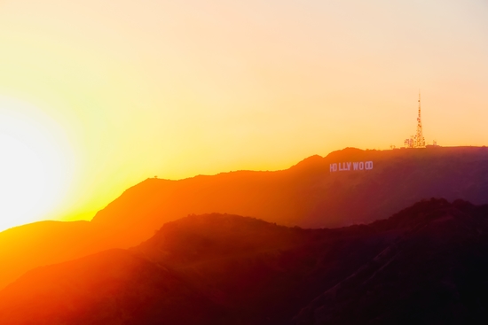 Summer sunset sky at Hollywood Sign Los Angeles California USA by Timmy333