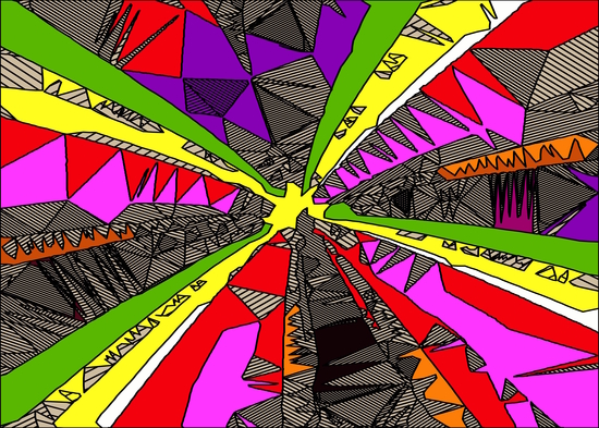 psychedelic geometric pattern drawing abstract background in red pink green yellow by Timmy333