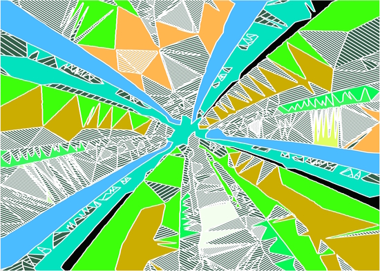 psychedelic geometric pattern drawing abstract background in blue green yellow brown by Timmy333