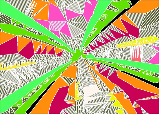 psychedelic geometric pattern drawing abstract background in green orange red pink by Timmy333