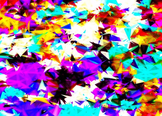 psychedelic geometric triangle abstract pattern in purple pink blue yellow red by Timmy333