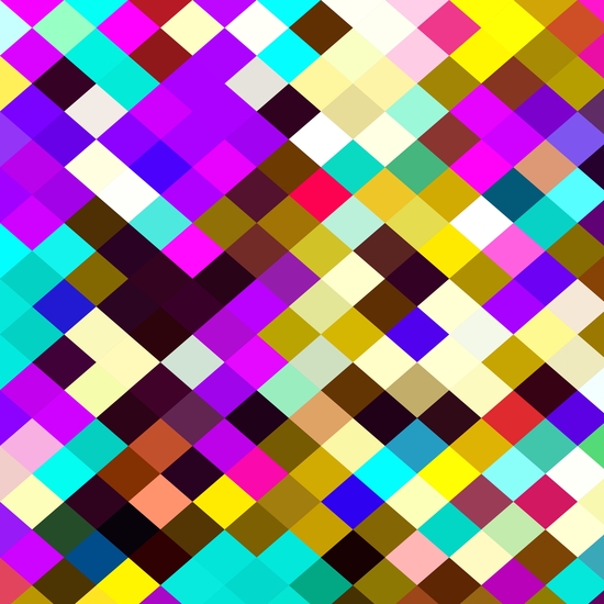 geometric square pixel pattern abstract in purple pink yellow blue brown by Timmy333