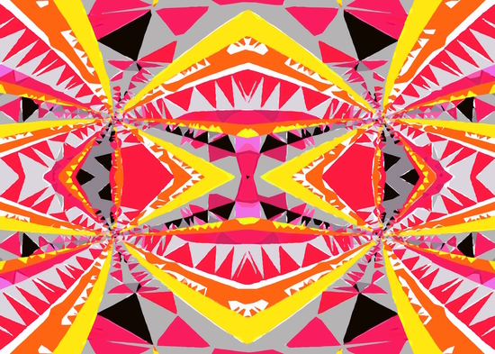 psychedelic geometric triangle polygon abstract pattern in red yellow pink black by Timmy333