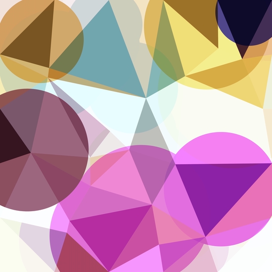 geometric triangle and circle pattern abstract in pink blue yellow by Timmy333