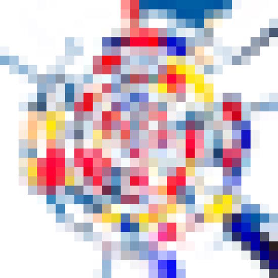 geometric square pattern pixel abstract in yellow blue red by Timmy333