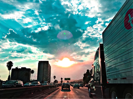 urban road with beautiful cloudy summer sunset sky by Timmy333