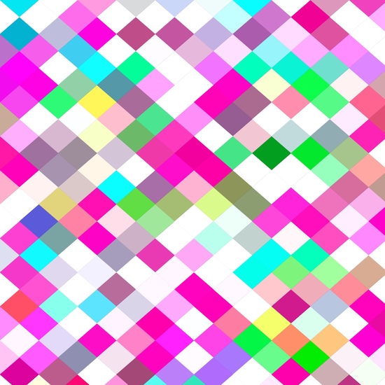 geometric square pixel pattern abstract in pink green yellow blue by Timmy333