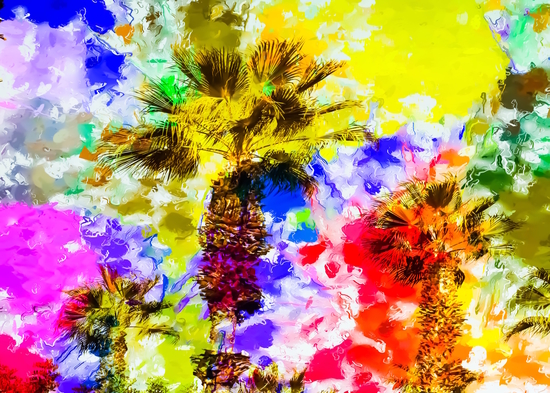 palm tree with colorful painting texture abstract background by Timmy333