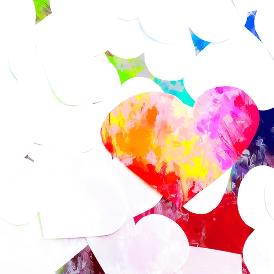 heart shape pattern with red pink blue yellow orange painting abstract background by Timmy333