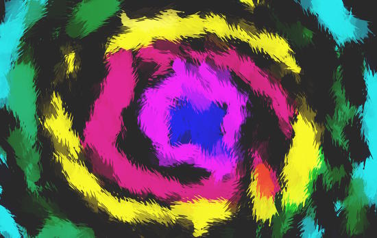 pink blue yellow black and green spiral painting background by Timmy333