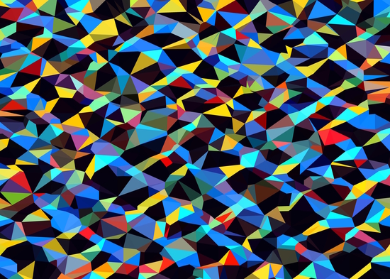 psychedelic geometric triangle polygon pattern abstract background in blue yellow red by Timmy333