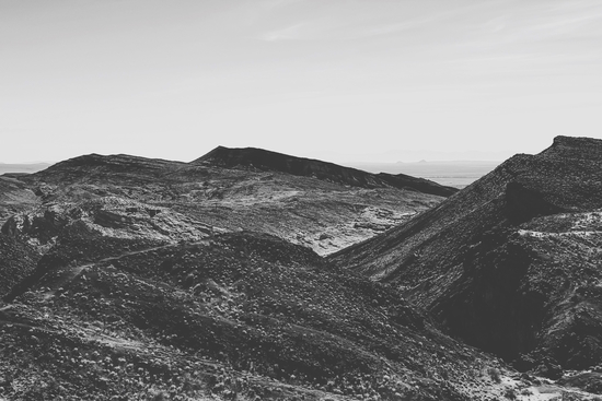 summer view with mountain in the desert in black and white by Timmy333