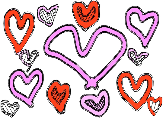 red and pink heart shape graffiti drawing by Timmy333