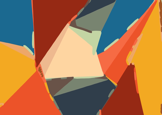 geometric pattern abstract in brown orange blue by Timmy333