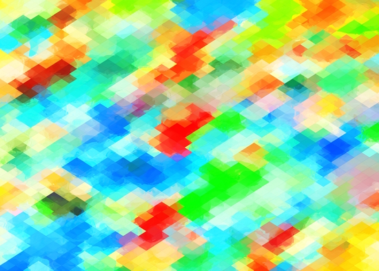 psychedelic geometric pixel abstract pattern in blue green red orange by Timmy333