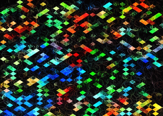 psychedelic geometric pixel abstract pattern in blue green red orange by Timmy333