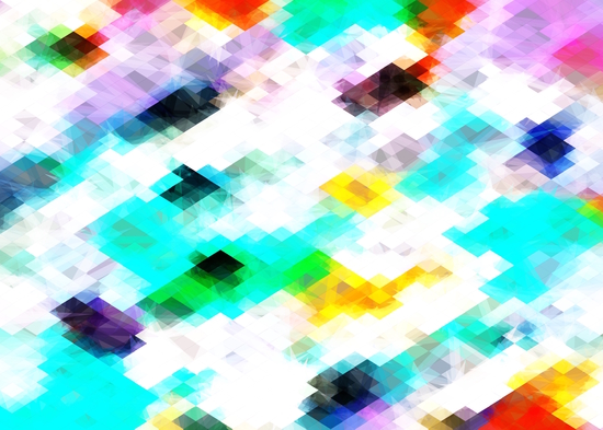 psychedelic geometric pixel abstract pattern in blue green yellow pink by Timmy333