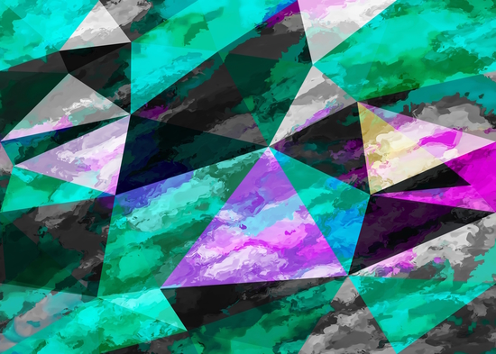 psychedelic geometric triangle pattern abstract with painting abstract background pink and green by Timmy333