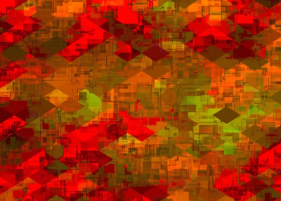 psychedelic square pixel pattern abstract background in red orange green by Timmy333