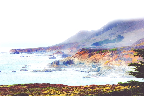 at Big Sur, Highway 1, California, USA in foggy day by Timmy333