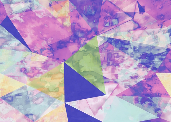 psychedelic geometric triangle polygon pattern abstract background in pink purple blue yellow by Timmy333