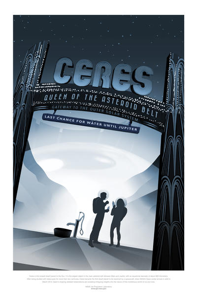 Ceres: Queen of the Astroid Belt - NASA JPL Space Tourism Poster by Space Travel