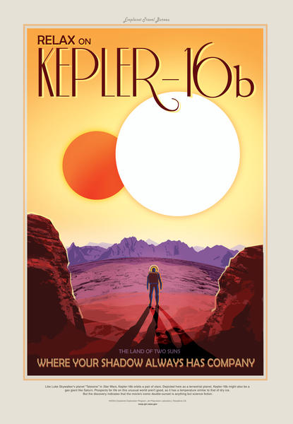 Relax on Kepler-16b - Where Your Shadow Always Has Company - NASA JPL Space Travel Poster by Space Travel