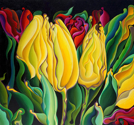 Happy-Time Yellow Three-Lips by Amy Ferrari Art