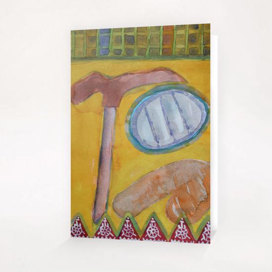 Still Life with Hammer on Yellow  Greeting Card & Postcard by Heidi Capitaine