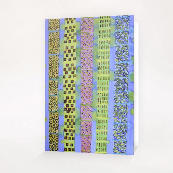 Blue Vertical Stripes and Ornaments  Greeting Card & Postcard by Heidi Capitaine